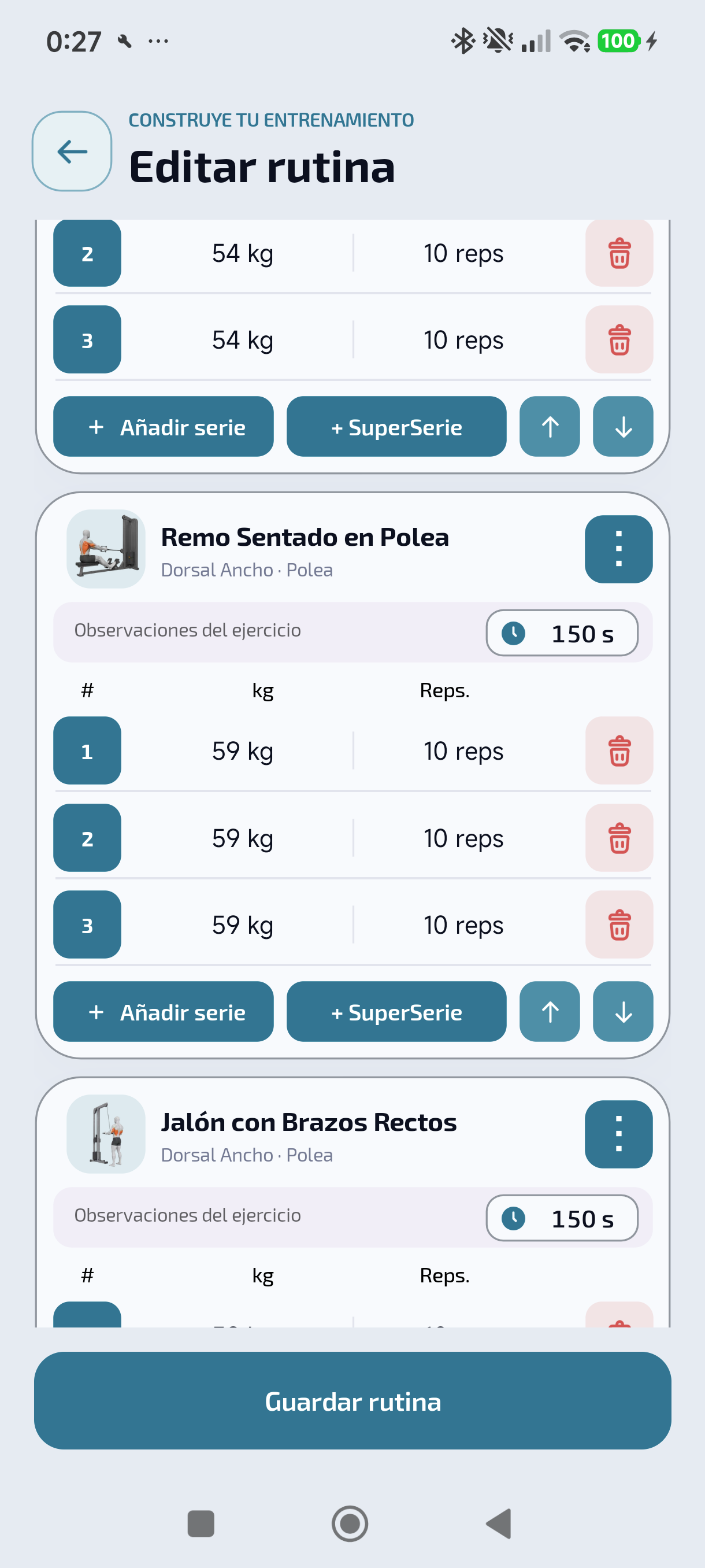 Prepara cada ejercicio